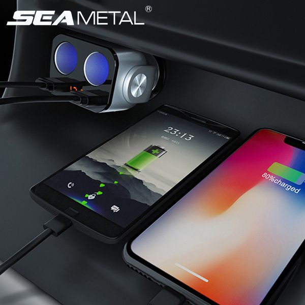 

12v-24v car cigarette lighter socket splitter charger auto dual usb qc 3.0 charger fast charge phone socket adapter accessories