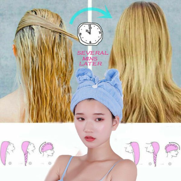 

rapid fast drying hair towel soft thick absorbent shower hat hair direr cap