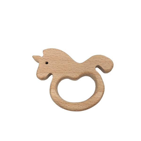 

200pcs младенца интересная ручной работы натурального бук деревянная unicorn форма прорезыватель зубная подвеска душа игрушка diy силиконовы