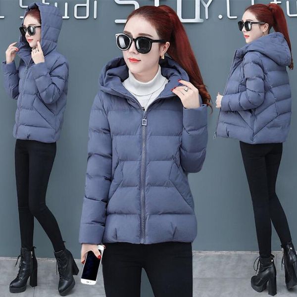 

2019 winter coat women parka casual hooded horn buckle slim oversize female jacket overcoat warm parkas manteau femme gh101702, Black