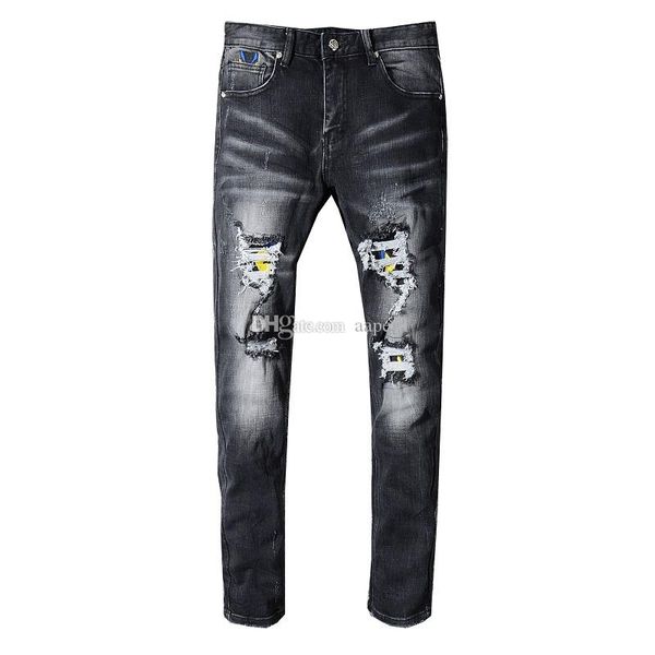 

brand new mens jeans fashion mens popular denim pants designer mens distressed ripped jeans, Blue