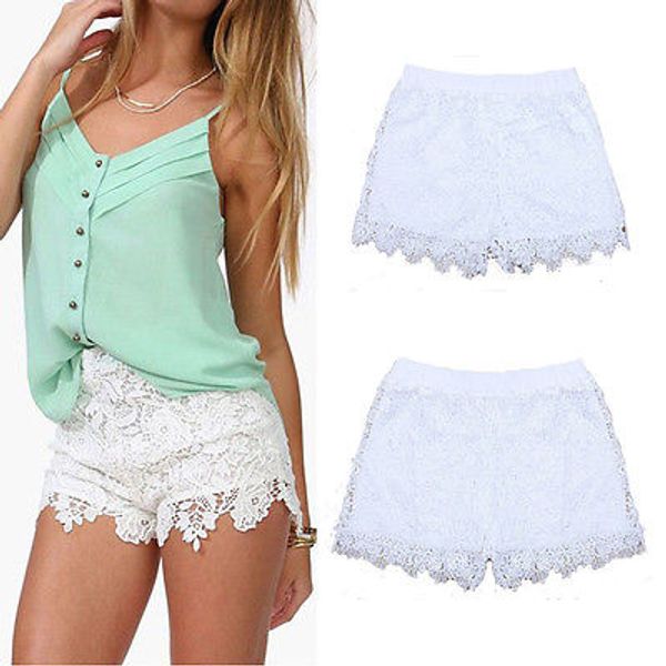 

fashion ladies womens lace ants vintage cut off high waisted lace, Black;white