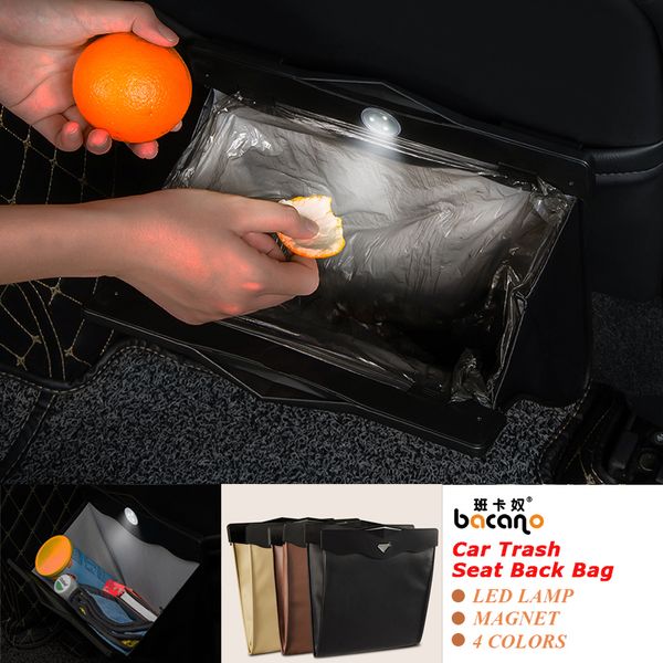 

led dual-use storage bag car vehicle trash rubbish bin garbage can styling dust case holder seat back bag ashtray barrel