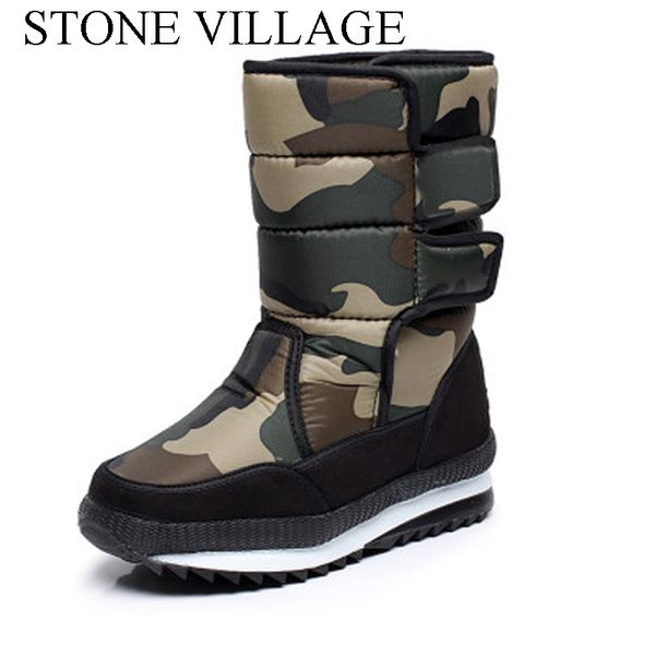 

new winter outdoor men boots tube warm thick waterproof non-slip padded men shoes camouflage snow boots shoes large size 36-47, Black