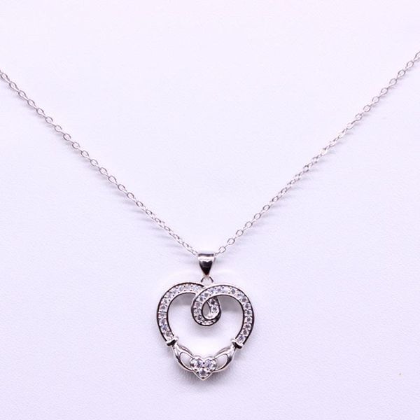

2020 copper zircon hand heart necklace women silver color chain necklaces & pendants jewelry colier femme n20362