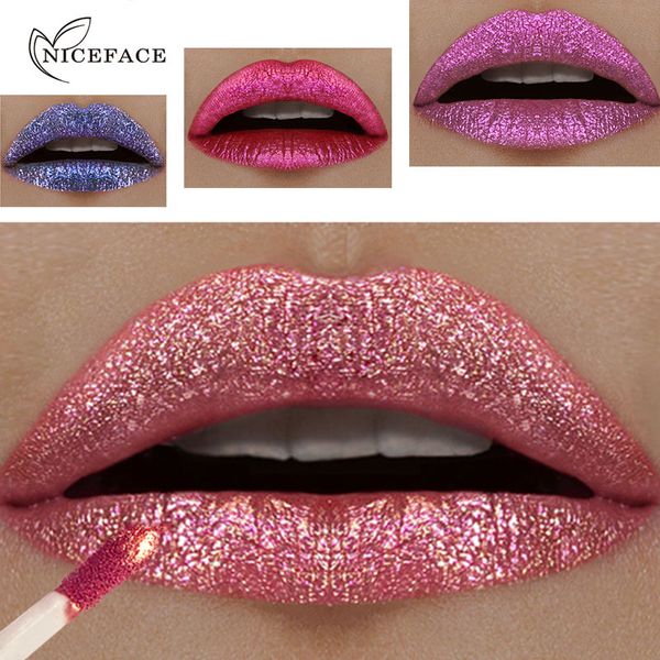 

new niceface 6 colors colors paint lip gloss chameleon metal lipstick shimmer glitter lip gloss long lasting
