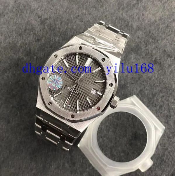 

41 mm men's jf factory v5 upgrade automatic miyota 9015 cal.3120 gray dial full 904l steel watches 15400 dive jf royal wristwatches, Slivery;brown