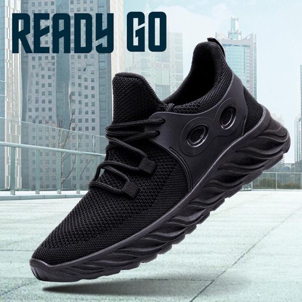 

style new mesh shoes men casual comfortable breathable sneakers men lace-up lightweight walking man shoes zapatillas hombre, Black