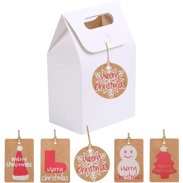 

50pcs christmas socks tag gift box diy kraft paper candy cookies gift boxes christmas new year party biscuits handbag box decor