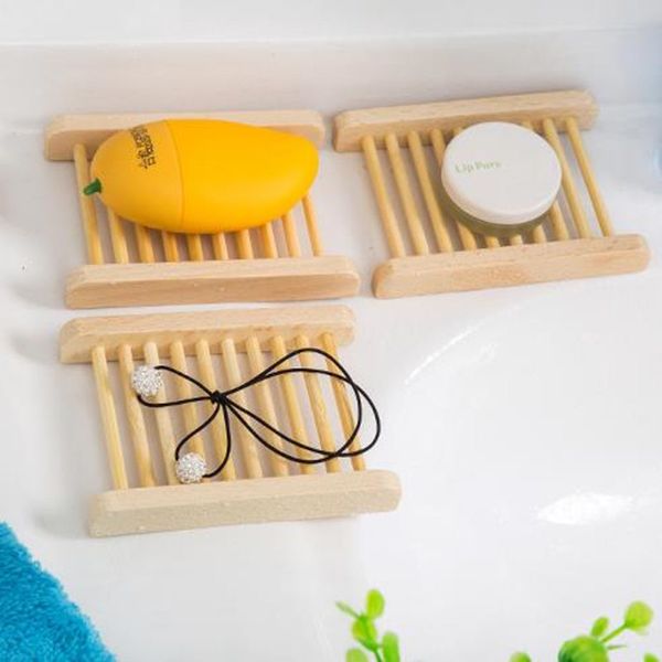 

new natural bamboo wooden soap dish wooden soap tray holder storage soap rack plate box container for bath shower bathroom 2020