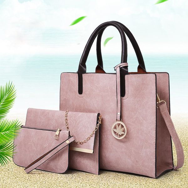 

3pcs/set women bag set handle big capacity female tassel handbag fashion shoulder bag purse ladies pu leather crossbody