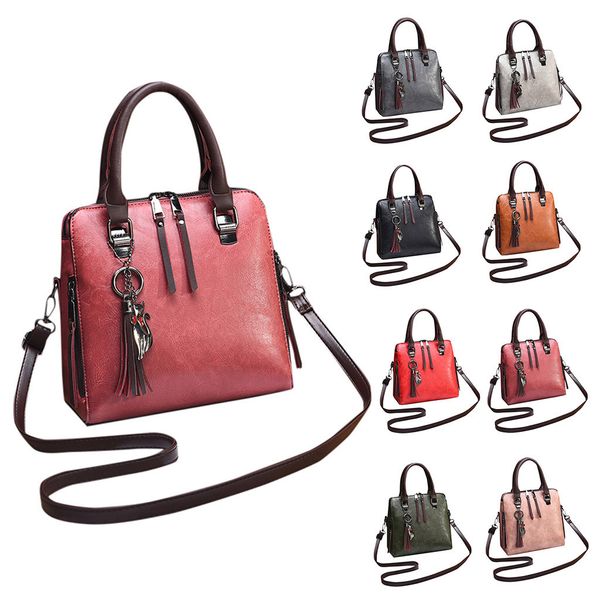 

women's fashion simple pure color leather bag solid color single shoulder messenger bags dames tassen#35