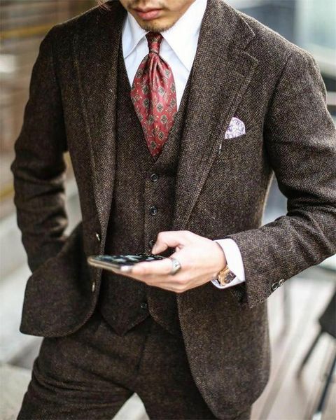 

groom tuxedos groomsmen notch lapel custom made brown men suits wedding/prom/dinner man blazer ( jacket+pants+vest+tie ) m1407, Black;gray