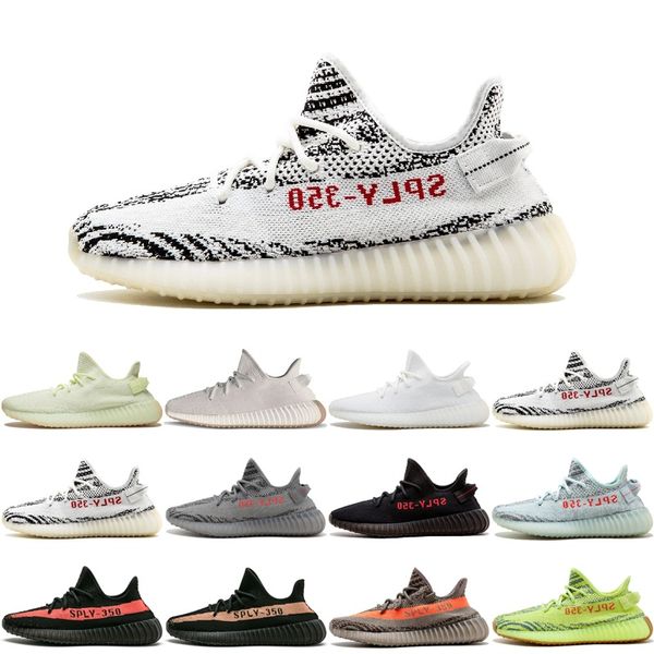 

kanye west 350 v2 v1 men desinger running shoes women trainers zebra static black bred cream white sesame outdoor sports sneakers new