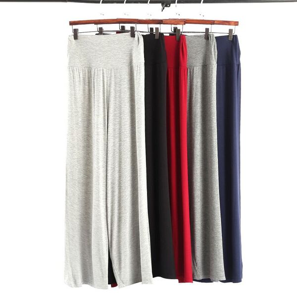 

plus size modal home pants women summer autumn long sleep pants ladies loose wide leg sleep bottoms casual trousers, Black;brown