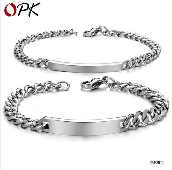 

new jewelry fashion trendy slim glossy couple titanium steel bracelet accessories, Golden;silver