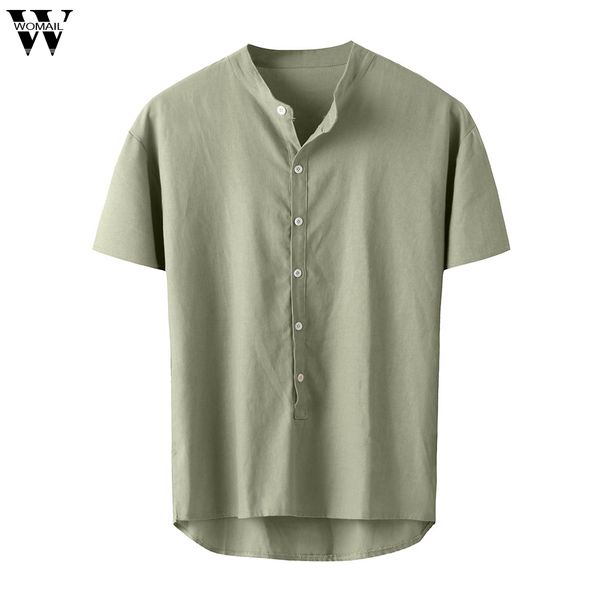 

womail men shirt new short-sleeved baggy cotton linen solid button shirts daily beach summer fashion -3xl, White;black