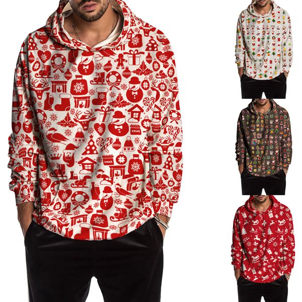 

2019 brand new winter print christmas hoodies sweatshirt men arrival long sleeve warm casual xmas pullover jumper streetwear, Black