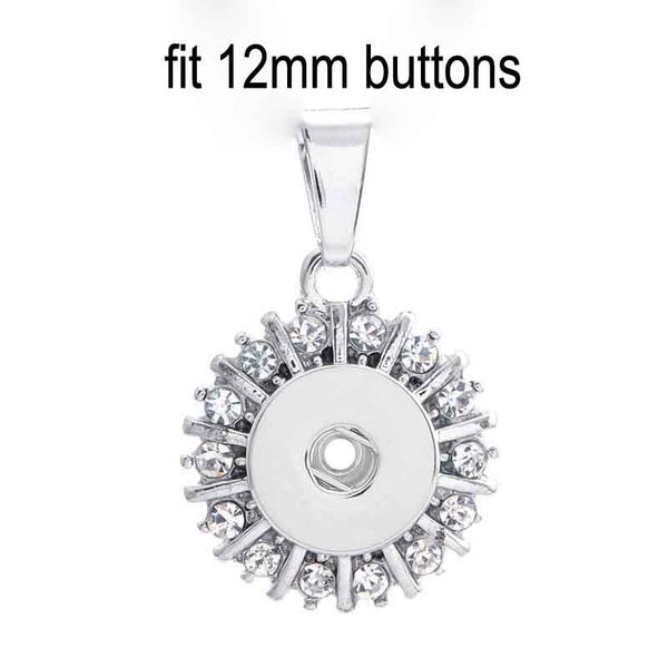 

fashion interchangeable metal flower ginger crystal necklace 239 fit 12mm snap button pendant necklace charm jewelry for women gift, Silver