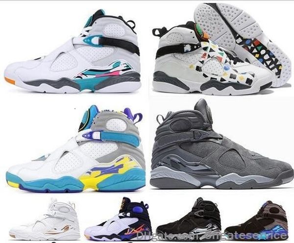 

8 8s men basketball shoes aqua chrome countdown pack valentines day 3peat playoff mens trainer sports sneakers 7-13