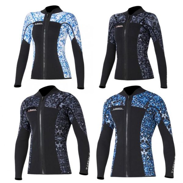 

3mm теплый неопрена с длинным рукавом wetsuit anti-uv surfing куртка женщина мужчина дайвинг плавание подводное серфинг передняя молния курт