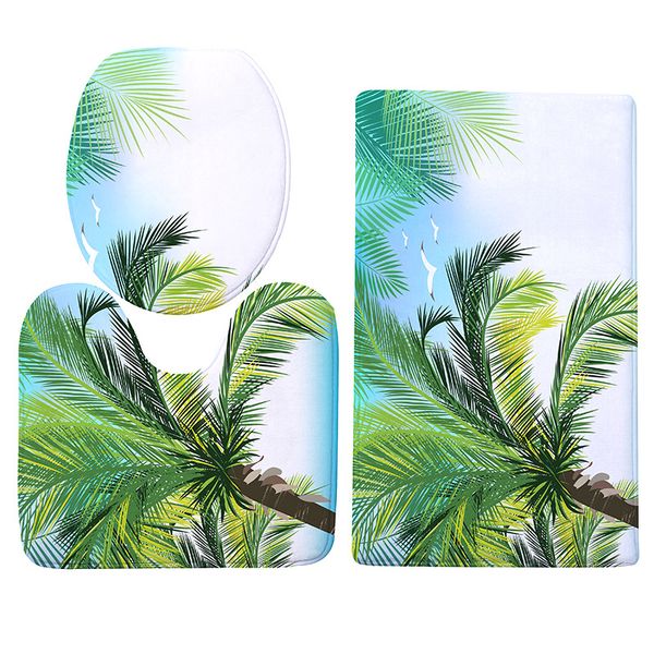 

3pcs/set flannel print non slip toilet bathroom pad floor mat rug carpet absorbent pedestal rug lid toilet cover bath mat