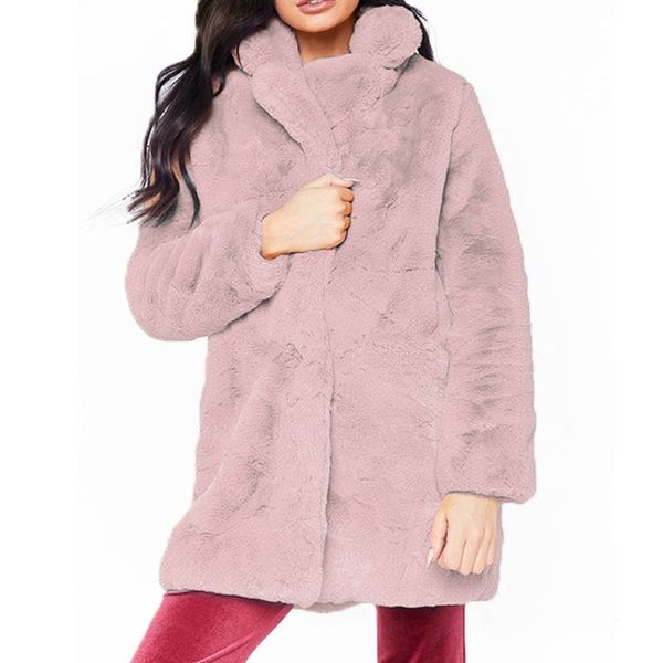

2019 new winter coats women fashion faux fur coat women casual thick warm outerwear rex fur jacket chaquetas mujer, Black