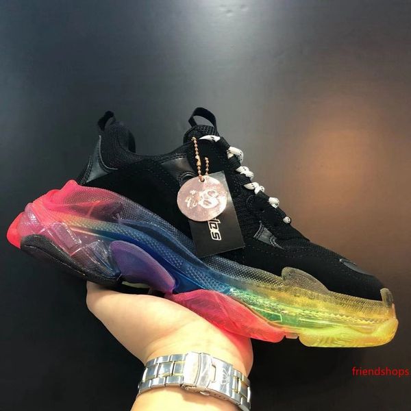 

clear sole triple classical black designer triple s oversized sneaker vintage leather shoes low lace up casual shoes des chaussures new