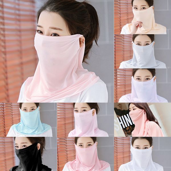 

qdfdt cycling mask mask anti-uv silk scarf summer ice anti-sweat breathable running sun protection sports scarf face face, Black