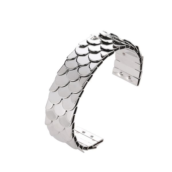 

bangle bracelet with fish scale sequined opening adjustable exaggerated vintage punk festival party accessories for women, Black