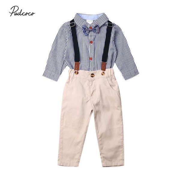 

2019 Baby Spring Autumn Clothing Baby Kids Boys Infant Long Sleeve Striped Romper Overall Jumpsuit Cotton Outfit 2Pcs Set Winter
