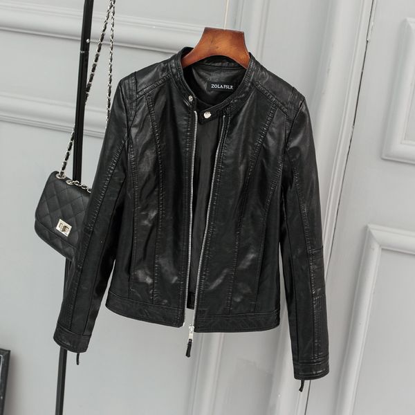 

leather jacket spring autumn jacket women clothes 2019 korean short coat female streetwear bomer jackets jaqueta de couro my3442, Black