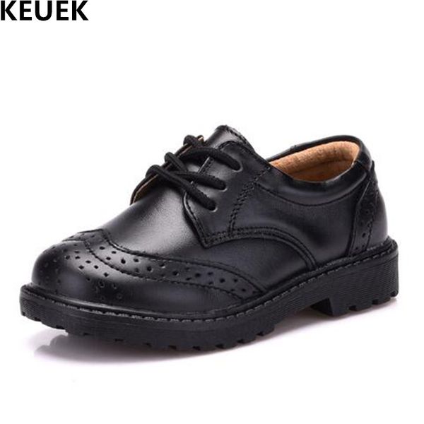 

new fashion lace-up brogue shoes children flats sneakers boys girls casual genuine leather shoes kids baby spring/autumn 03, Black;grey