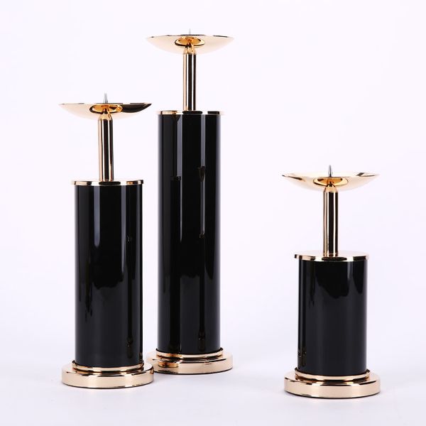 

3 шт черный металл набор канделябры, свеча конус держатель подсвечника