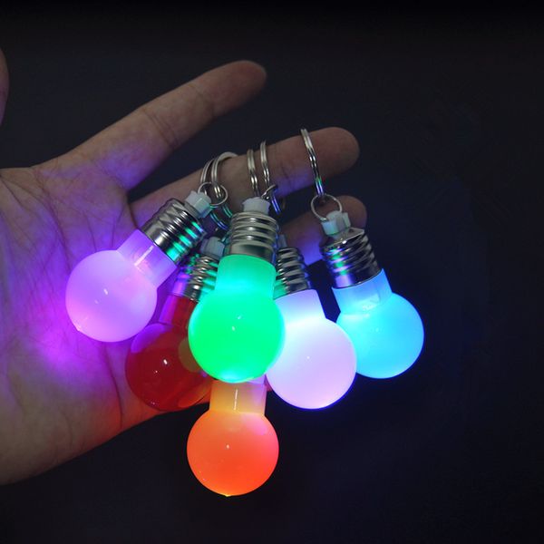 

led light mini bulb keychain colour changing flashing key ring pendant for halloween christmas gifts party favor
