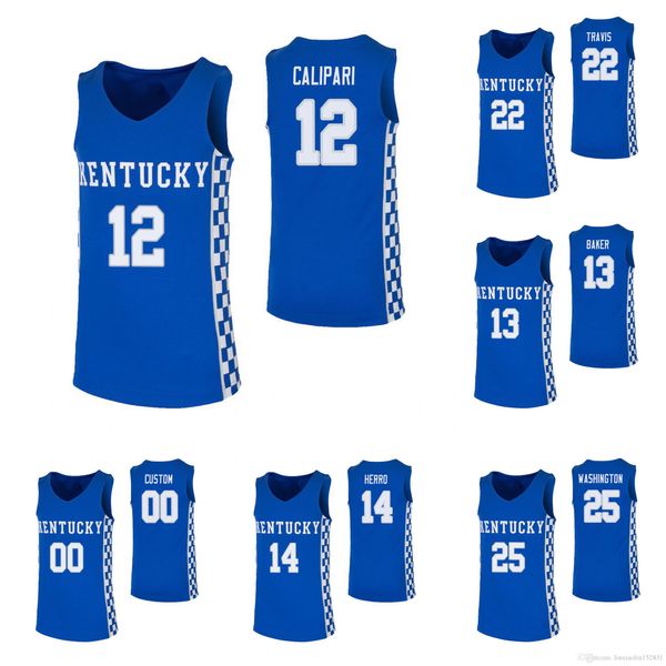 

брэд калипари сшил молодежный кентуккийский тай виньярд джемарл бейкер гилгеус-александр pj #25 обычай любое имя синий белый колледж джерси, Black