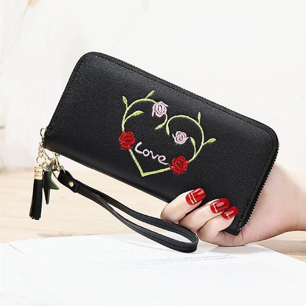 

women's women's wallets & wallets pu leather wallet black gray long wallet large capacity bag, Red;black