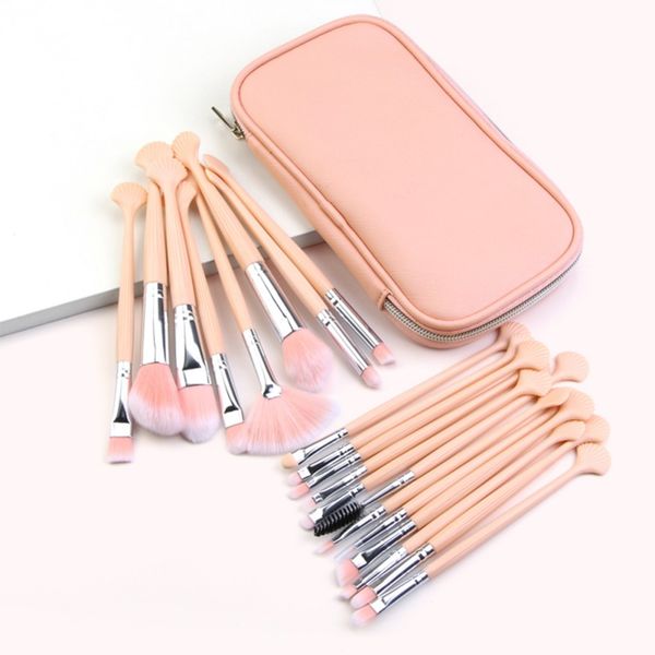 

wholesale 20pcs makeup brush set eyeshadow eyebrow eyelash brush fan cosmetic kit with pu bag wholesale
