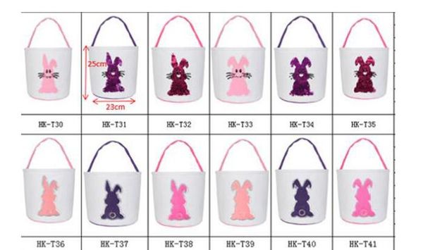 

creative easter bunny basket with rabbit pattern and tail easter candy tote bags canvas easter rabbit bag party gift, Black