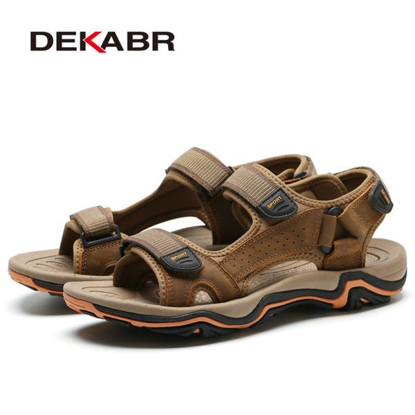 

dekabr summer men sandals real leather nonsplit soft comfortable men shoes new fashion men casual shoes size 39~45, Black