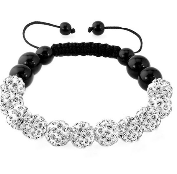 

mixed lot 11 ball beads facfhg45d mix colored micro pave disco bead bracelet fit women men crystal, Black