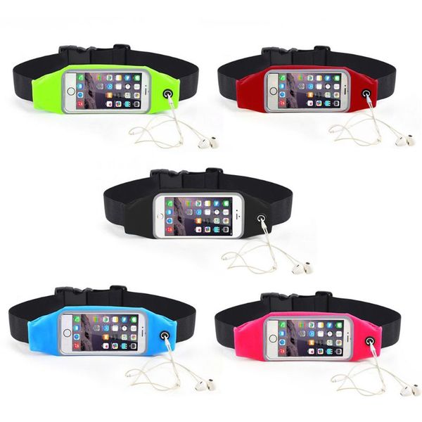 

womens men's lycra sport waist bag touch screen running belt bag 4 phone holder for mobile phone fashion fanny packs