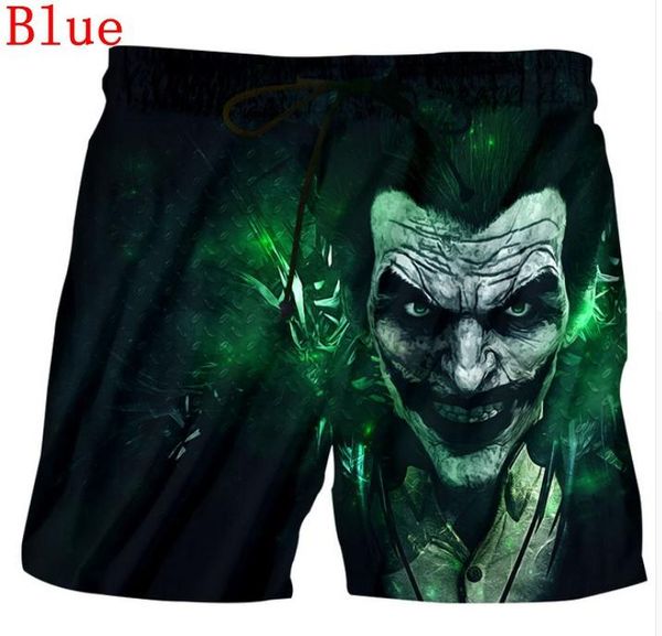 

fashion men beach shorts 2018 short homme print 3d anime big mouth joker bermuda quick dry drawstring boardshort fitness trouser, White;black