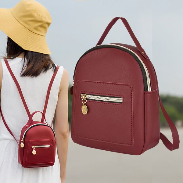 

2020 women backpack bag zipper large capacity pu leather fashion for travel mobile phone h66