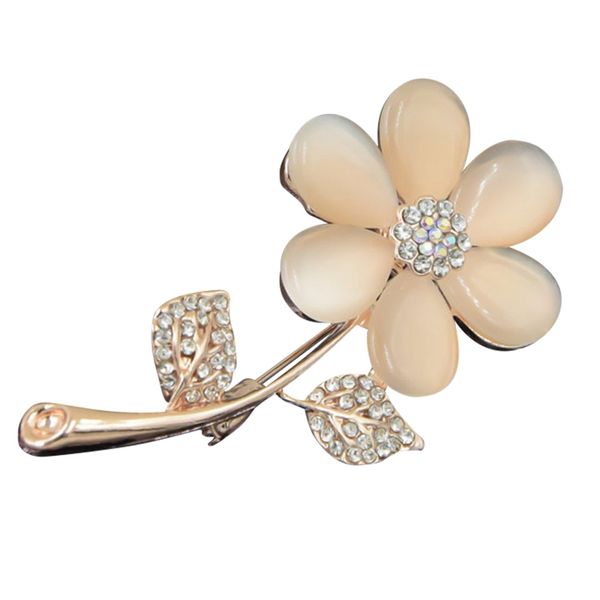 

women garment accessories jewelry rose gold color brooch rhinestone pin trendy flower brooch pin, Gray