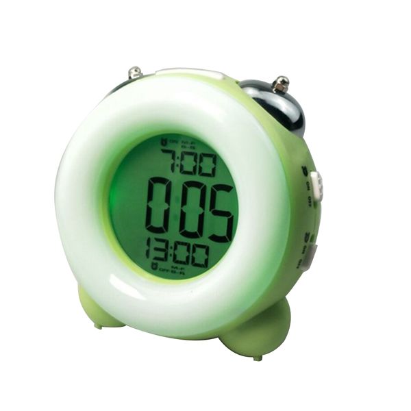 

multifunction children loud room alarm clock circular with dual setting night light non ticking battery powered snooze function
