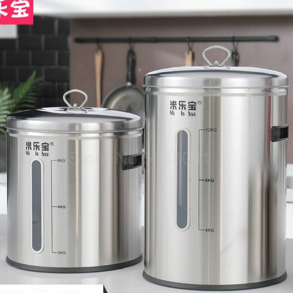

household 304 stainless steel rice bucket storage rice box pest control moisture-proof flour sealing cylinder