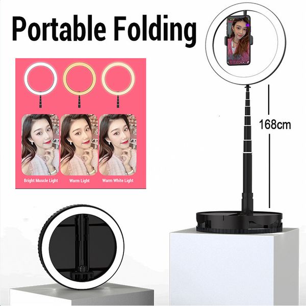 

led folding ring light pgraphy selfie annular lamp 3500-6000k p studio light with clip for youtube tik tok video live