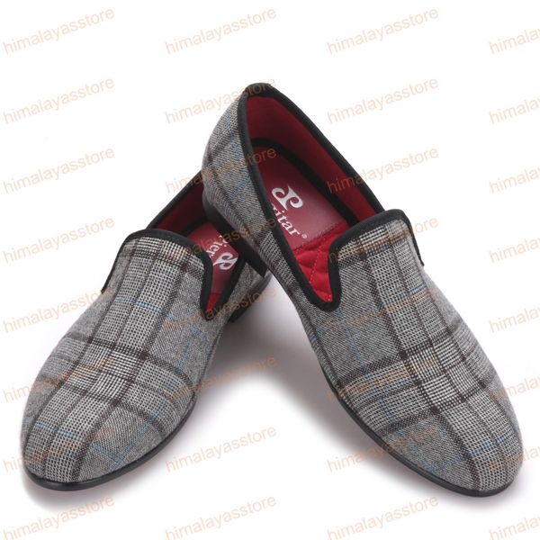 Nuovo stile britannico Percalle grigio fatto a mano Appartamenti da uomo Uomo Slip-On party e mocassini da ballo Scarpe eleganti da uomo Taglia 4-17