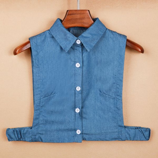 

women shirt fake collar detachable collar false denim tie lapel blouse women clothes accessories, Black;gray